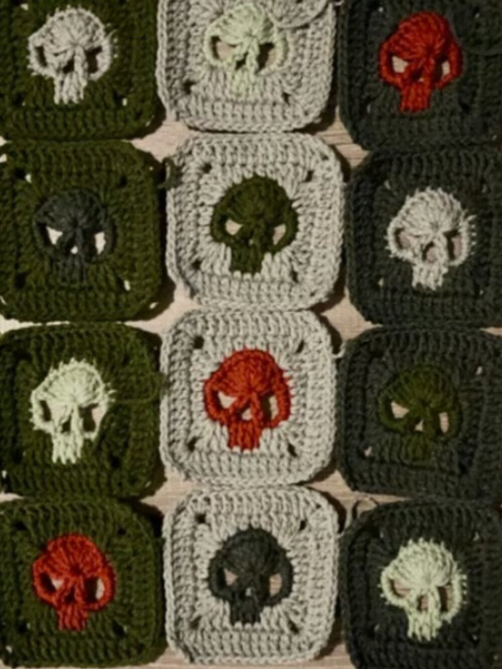 20 Handmade Skull Squares - Autumn Bloom DIY Fashion & Home Afghan Blanket